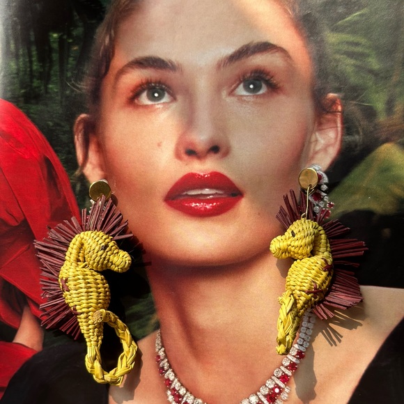 Large Texture Boho Statement Colombian Iraca Earrings - Picture 7 of 7